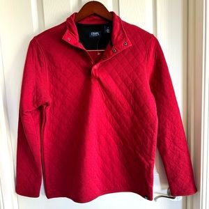 New Chaps Quilted Pullover Sweater 1/4 Snap Long Sleeve sz M